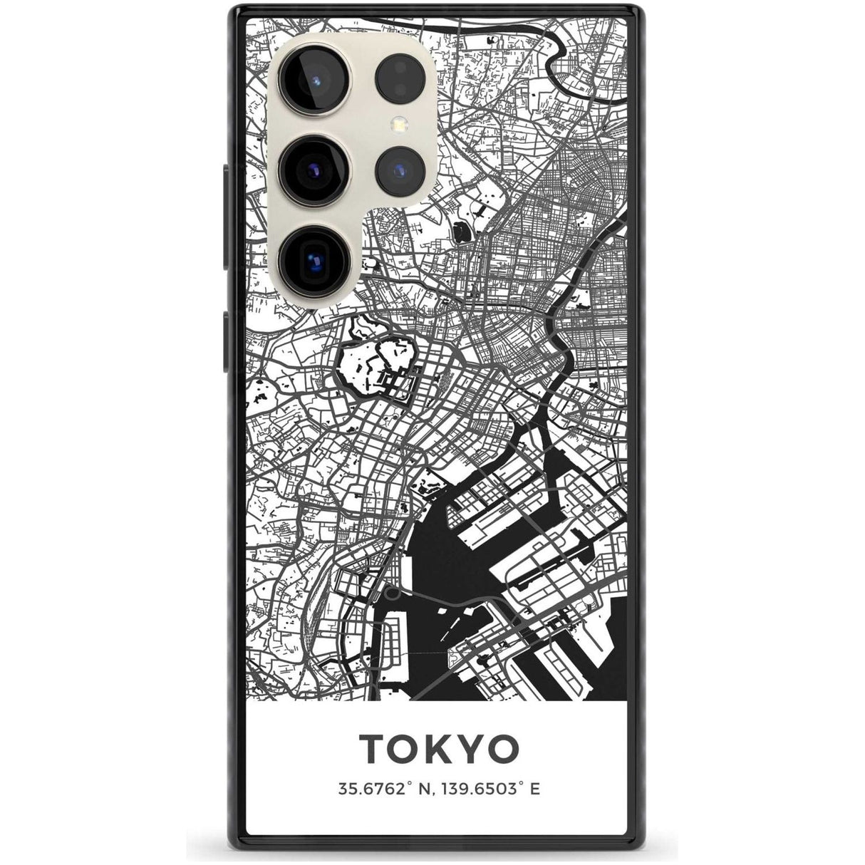 Map of Tokyo, Japan Phone Case Samsung S22 Ultra / Black Impact Case,Samsung S23 Ultra / Black Impact Case Blanc Space
