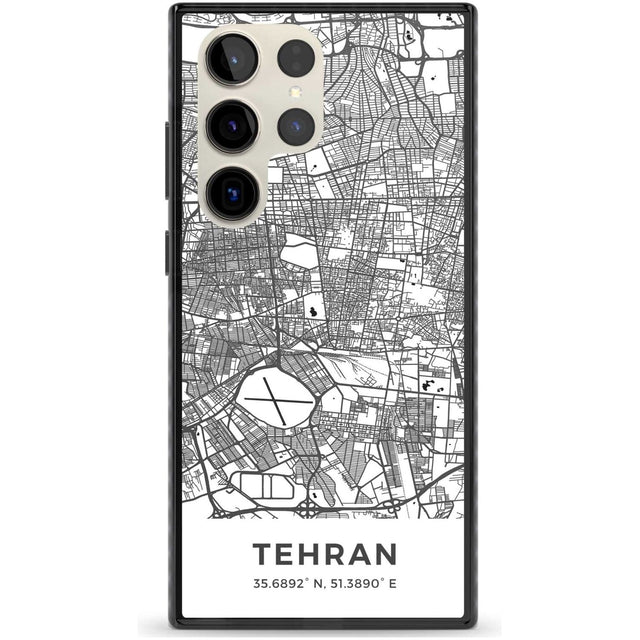Map of Tehran, Iran Phone Case Samsung S22 Ultra / Black Impact Case,Samsung S23 Ultra / Black Impact Case Blanc Space