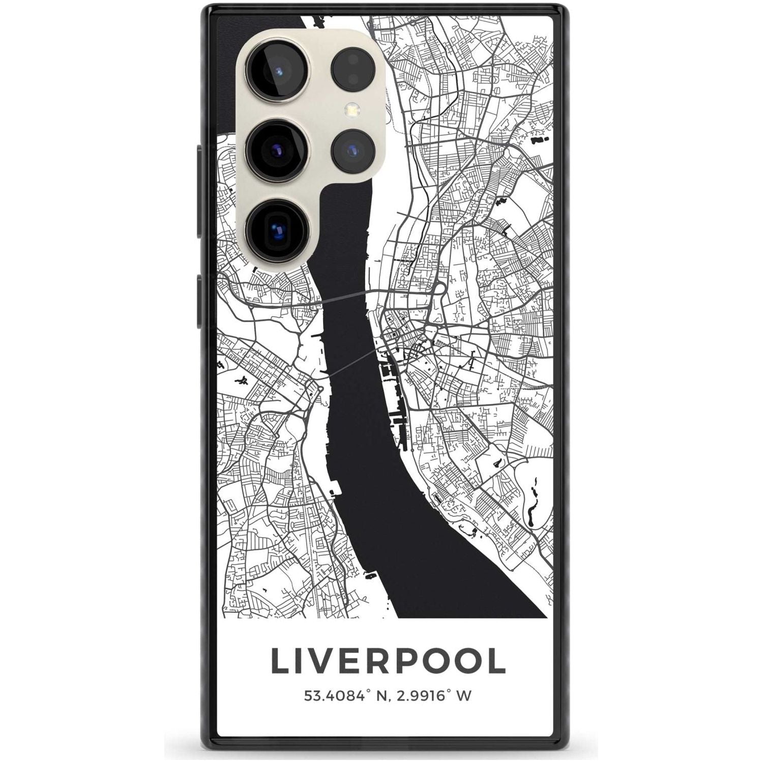 Map of Liverpool, England Phone Case Samsung S22 Ultra / Black Impact Case,Samsung S23 Ultra / Black Impact Case Blanc Space