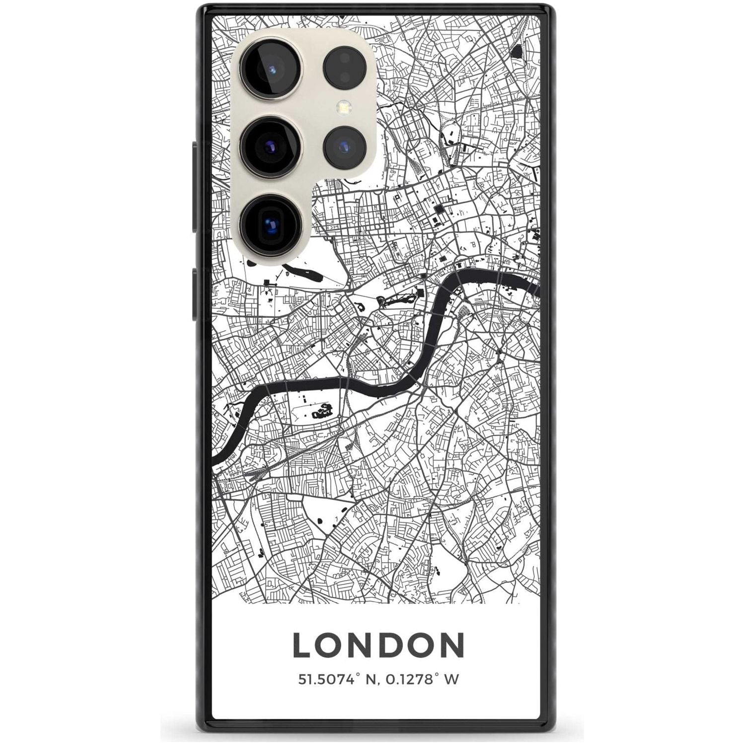 Map of London, England Phone Case Samsung S22 Ultra / Black Impact Case,Samsung S23 Ultra / Black Impact Case Blanc Space