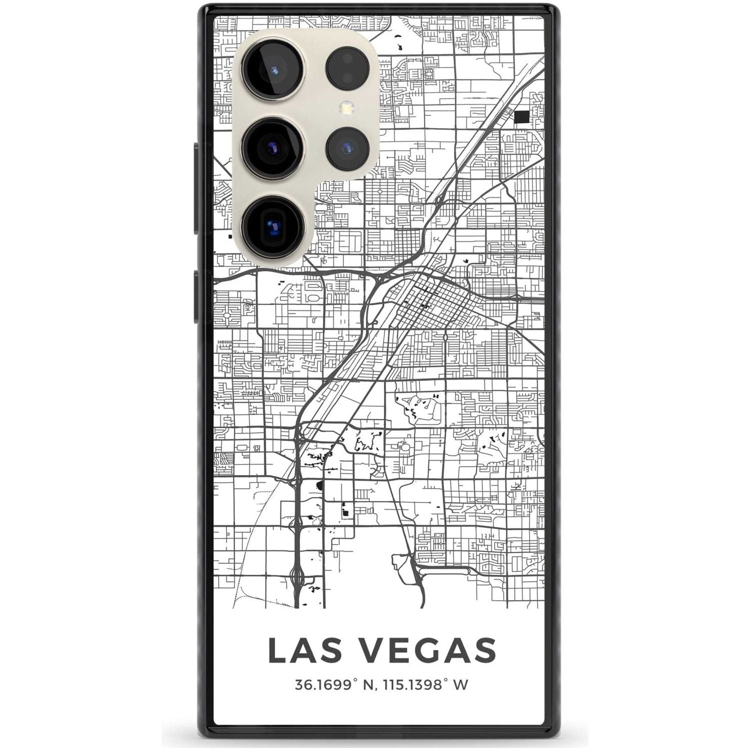 Map of Las Vegas, Nevada Phone Case Samsung S22 Ultra / Black Impact Case,Samsung S23 Ultra / Black Impact Case Blanc Space