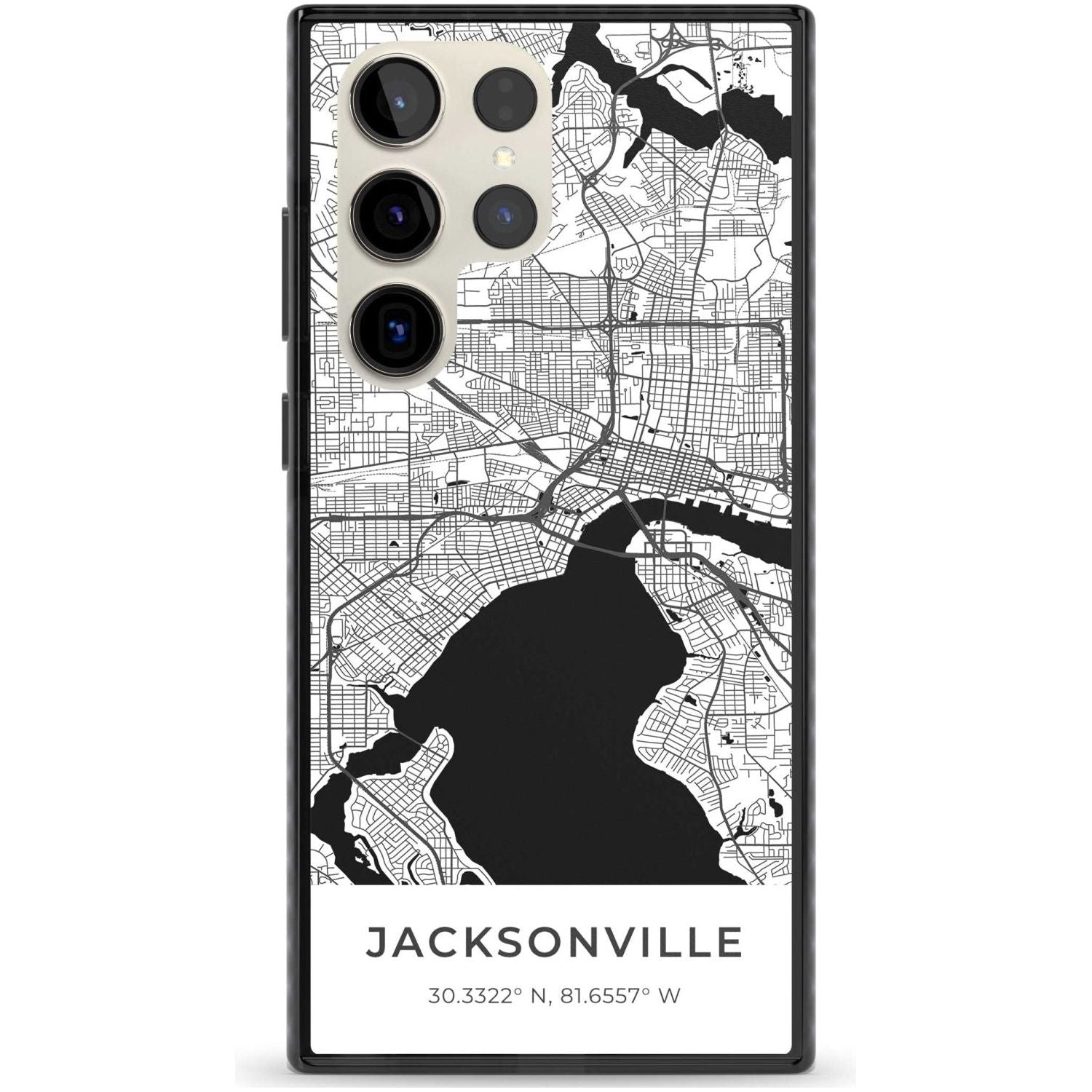 Map of Jacksonville, Florida Phone Case Samsung S22 Ultra / Black Impact Case,Samsung S23 Ultra / Black Impact Case Blanc Space