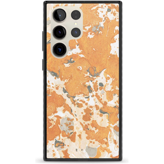 Orange Marbled Paper Pattern Phone Case Samsung S22 Ultra / Black Impact Case,Samsung S23 Ultra / Black Impact Case Blanc Space