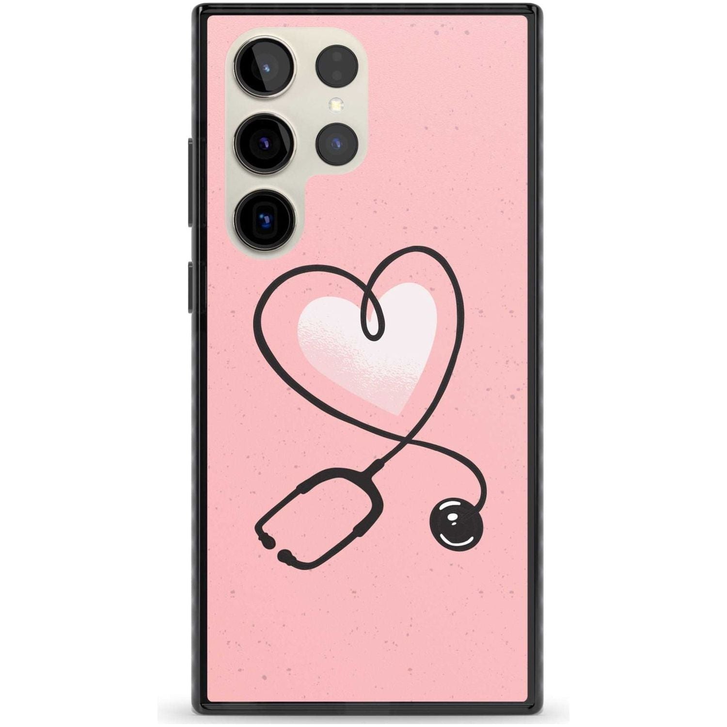 Medical Inspired Design Stethoscope Heart Phone Case Samsung S22 Ultra / Black Impact Case,Samsung S23 Ultra / Black Impact Case Blanc Space
