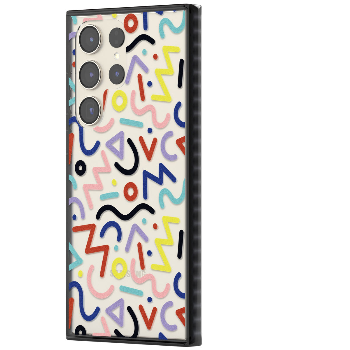 Memphis Retro Pattern Samsung S22 Ultra / Samsung S23 Ultra / Samsung S24 Ultra Impact Black Phone Case side