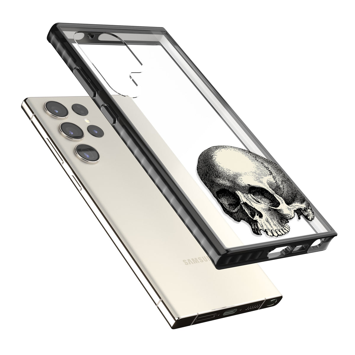 Memento Mori Samsung S22 Ultra / Samsung S23 Ultra / Samsung S24 Ultra Impact Black Phone Case angled