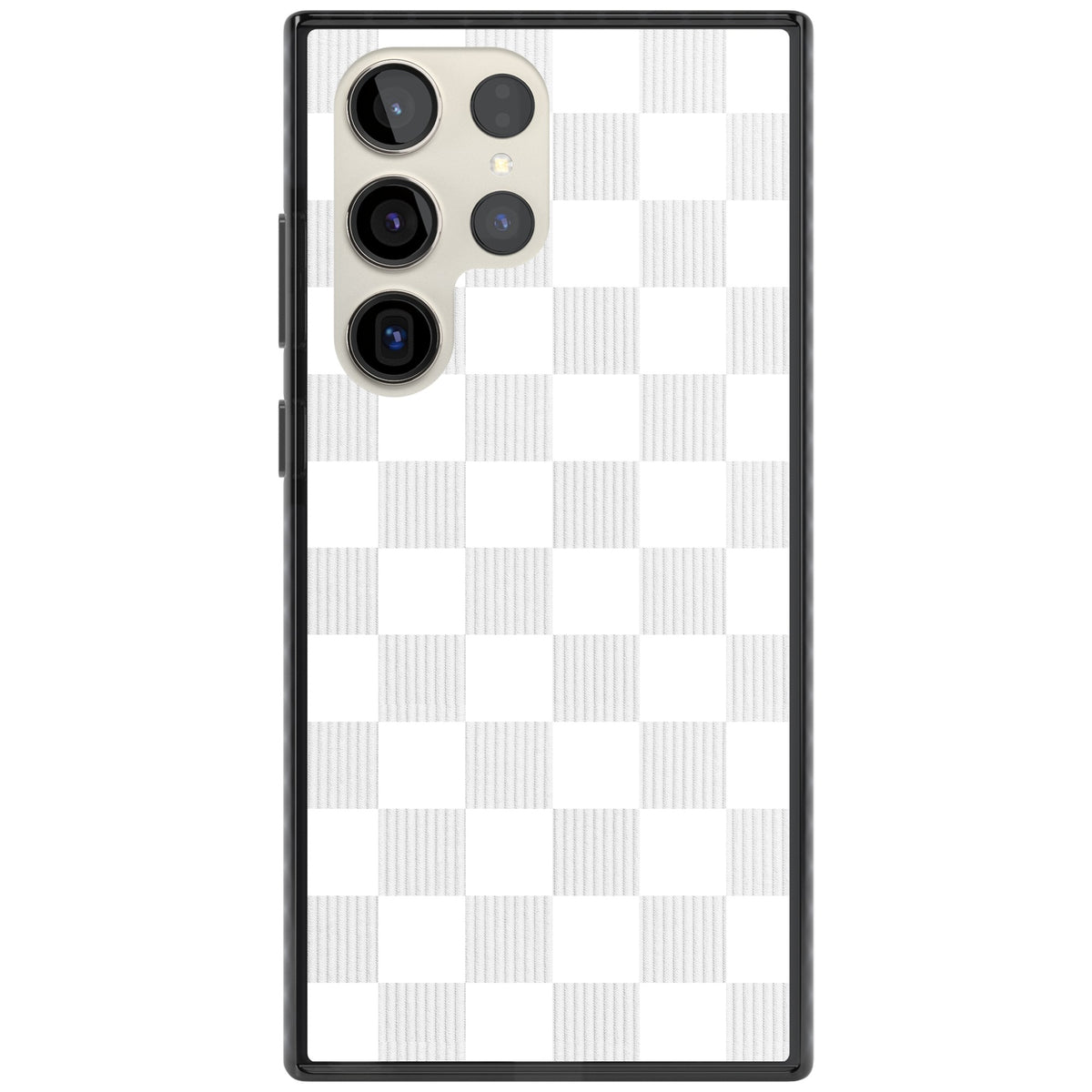 White Checkered Samsung S22 Ultra / Samsung S23 Ultra / Samsung S24 Ultra Impact Black Phone Case front