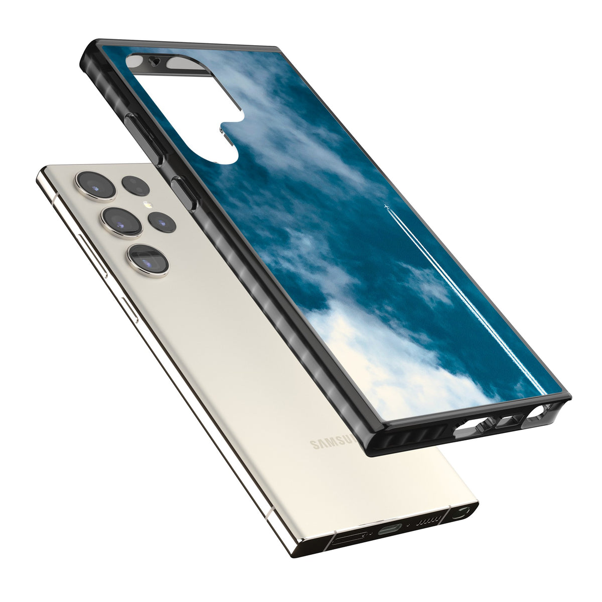 Sky Trail Samsung S22 Ultra / Samsung S23 Ultra / Samsung S24 Ultra Impact Black Phone Case angled
