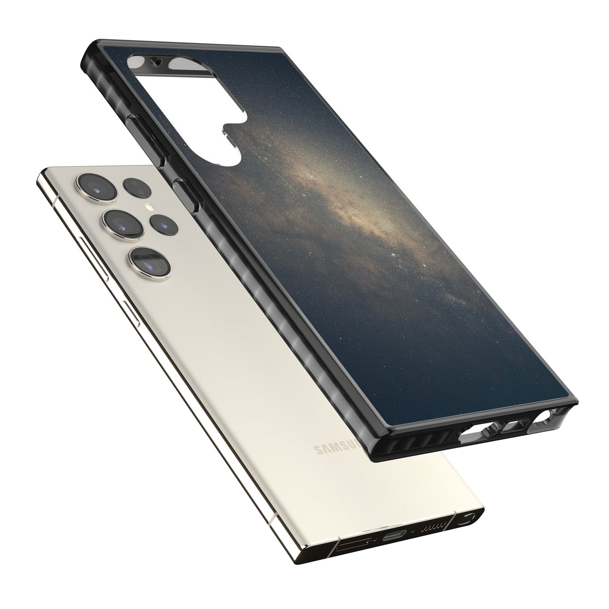 Cosmic Night Sky Samsung S22 Ultra / Samsung S23 Ultra / Samsung S24 Ultra Impact Black Phone Case angled