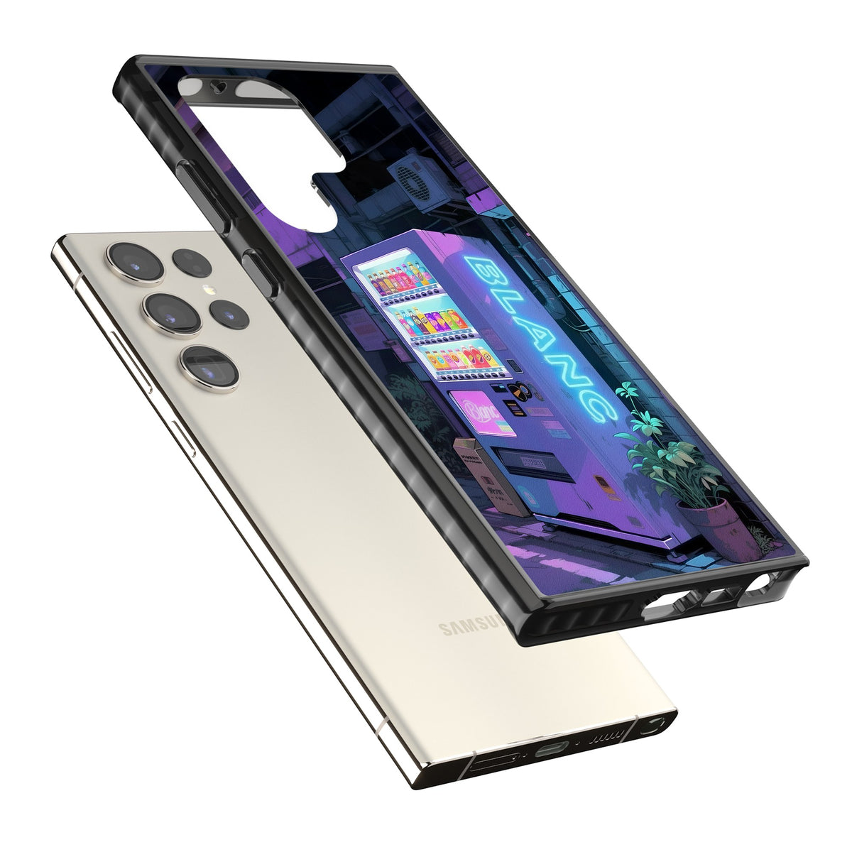 Shibuya Glow Samsung S22 Ultra / Samsung S23 Ultra / Samsung S24 Ultra Impact Black Phone Case angled