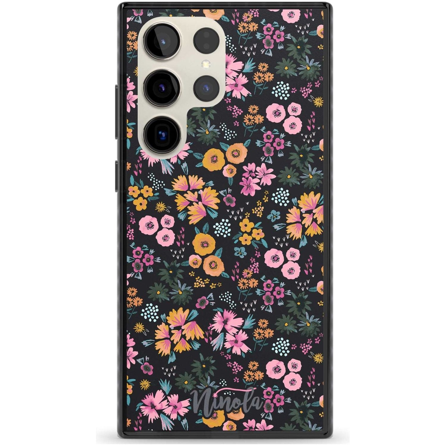 Little Flowers Phone Case Samsung S22 Ultra / Black Impact Case,Samsung S23 Ultra / Black Impact Case Blanc Space