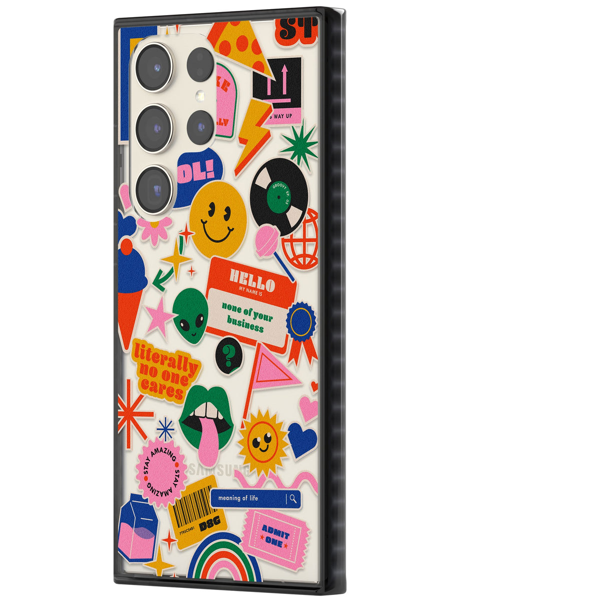 Nostalgic Sticker Vibes Samsung S22 Ultra / Samsung S23 Ultra / Samsung S24 Ultra Impact Black Phone Case side