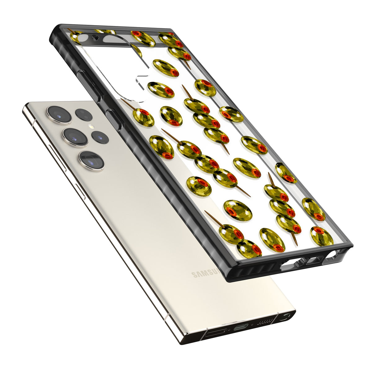 Painted Olives Samsung S22 Ultra / Samsung S23 Ultra / Samsung S24 Ultra Impact Black Phone Case angled