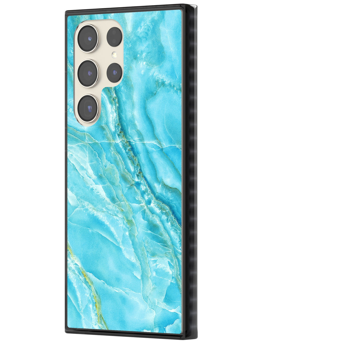 Blue Onyx Marble Samsung S22 Ultra / Samsung S23 Ultra / Samsung S24 Ultra Impact Black Phone Case side