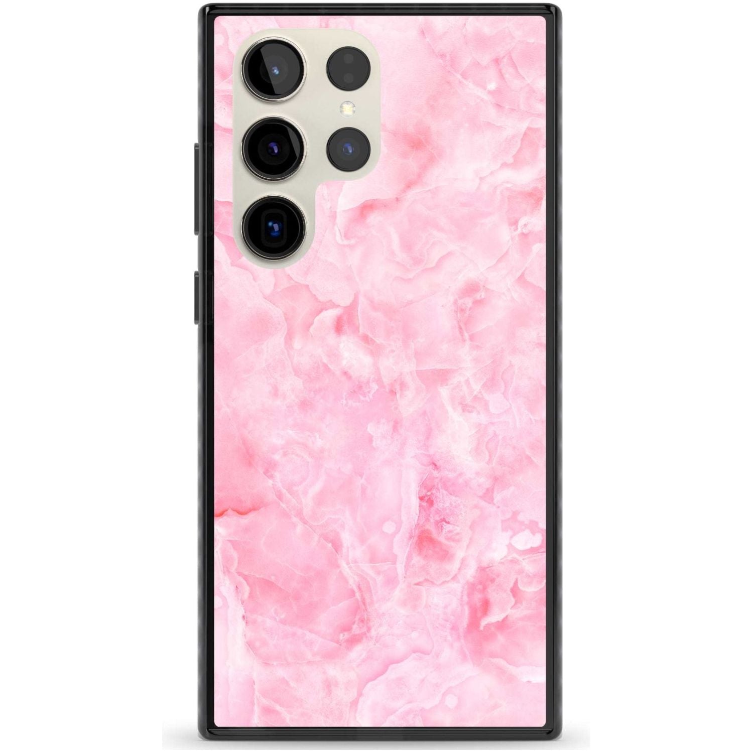 Bright Pink Onyx Marble Texture Phone Case Samsung S22 Ultra / Black Impact Case,Samsung S23 Ultra / Black Impact Case Blanc Space