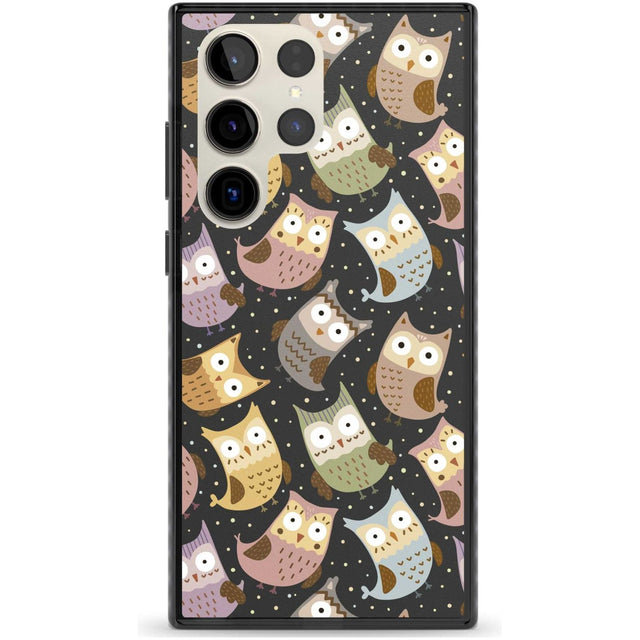 Cute Owl Pattern Phone Case Samsung S22 Ultra / Black Impact Case,Samsung S23 Ultra / Black Impact Case Blanc Space