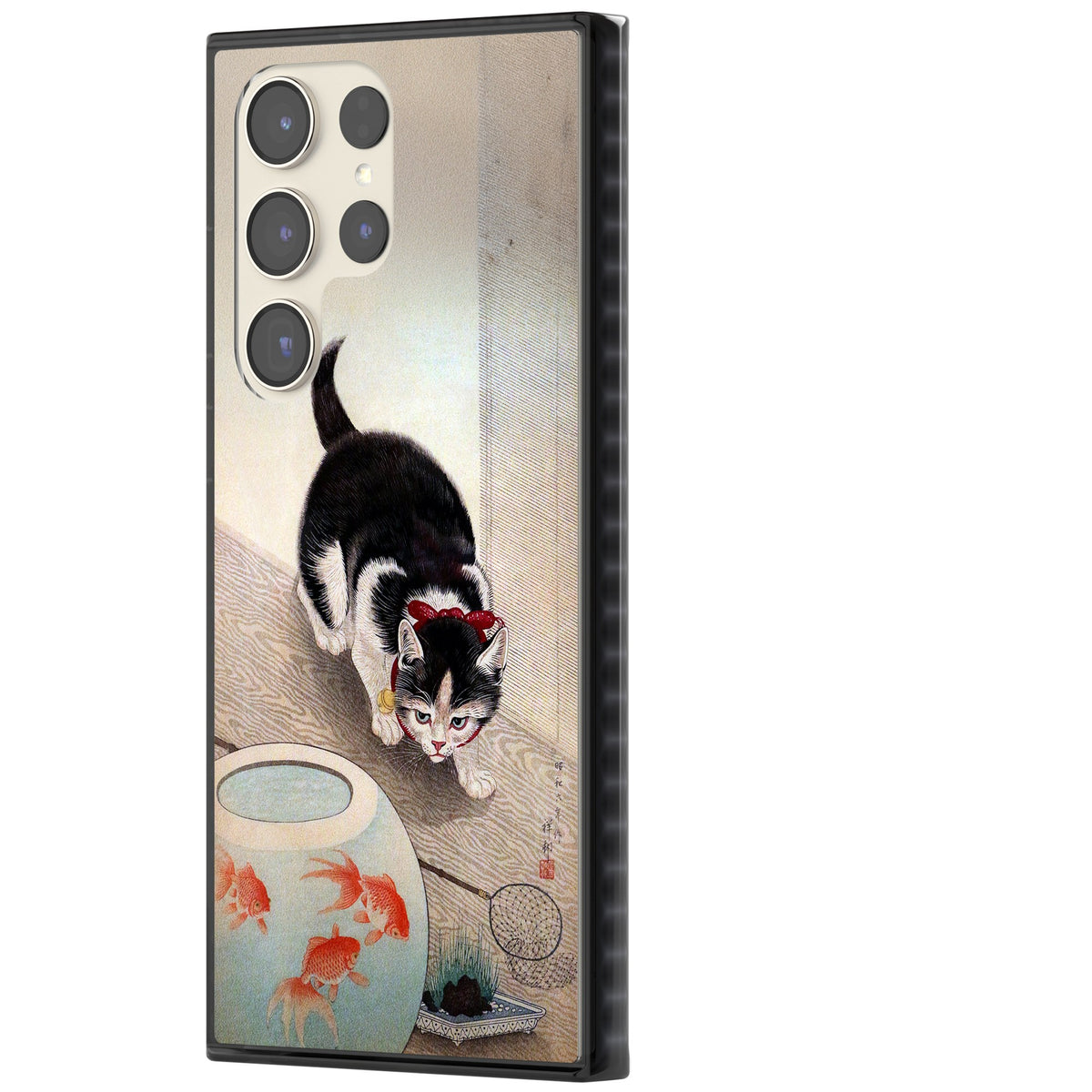Cat & Goldfish Bowl Samsung S22 Ultra / Samsung S23 Ultra / Samsung S24 Ultra Impact Black Phone Case side