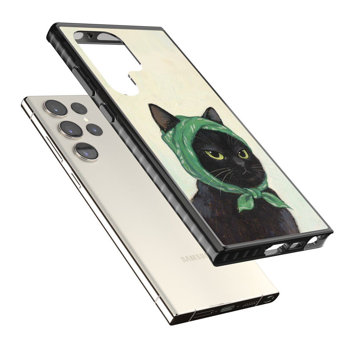 Unamused Kitty Samsung S22 Ultra / Samsung S23 Ultra / Samsung S24 Ultra Impact Black Phone Case angled