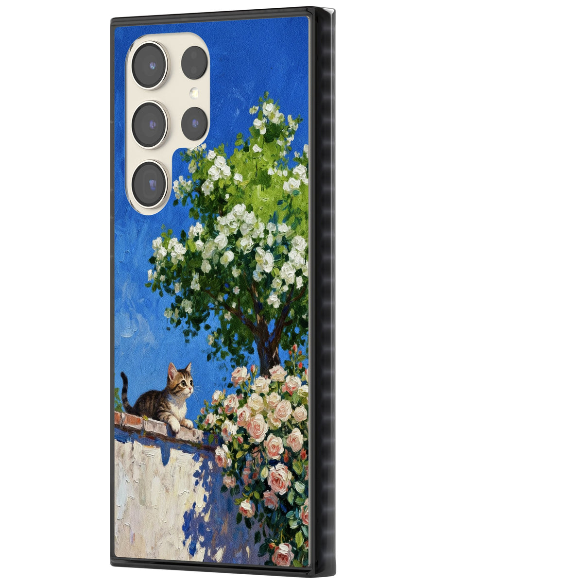 Kitten in Blooming Garden Samsung S22 Ultra / Samsung S23 Ultra / Samsung S24 Ultra Impact Black Phone Case side
