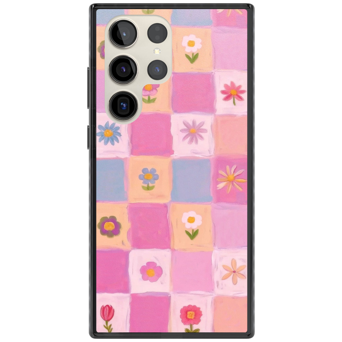 Pastel Flower Patchwork Samsung S22 Ultra / Samsung S23 Ultra / Samsung S24 Ultra Impact Black Phone Case front