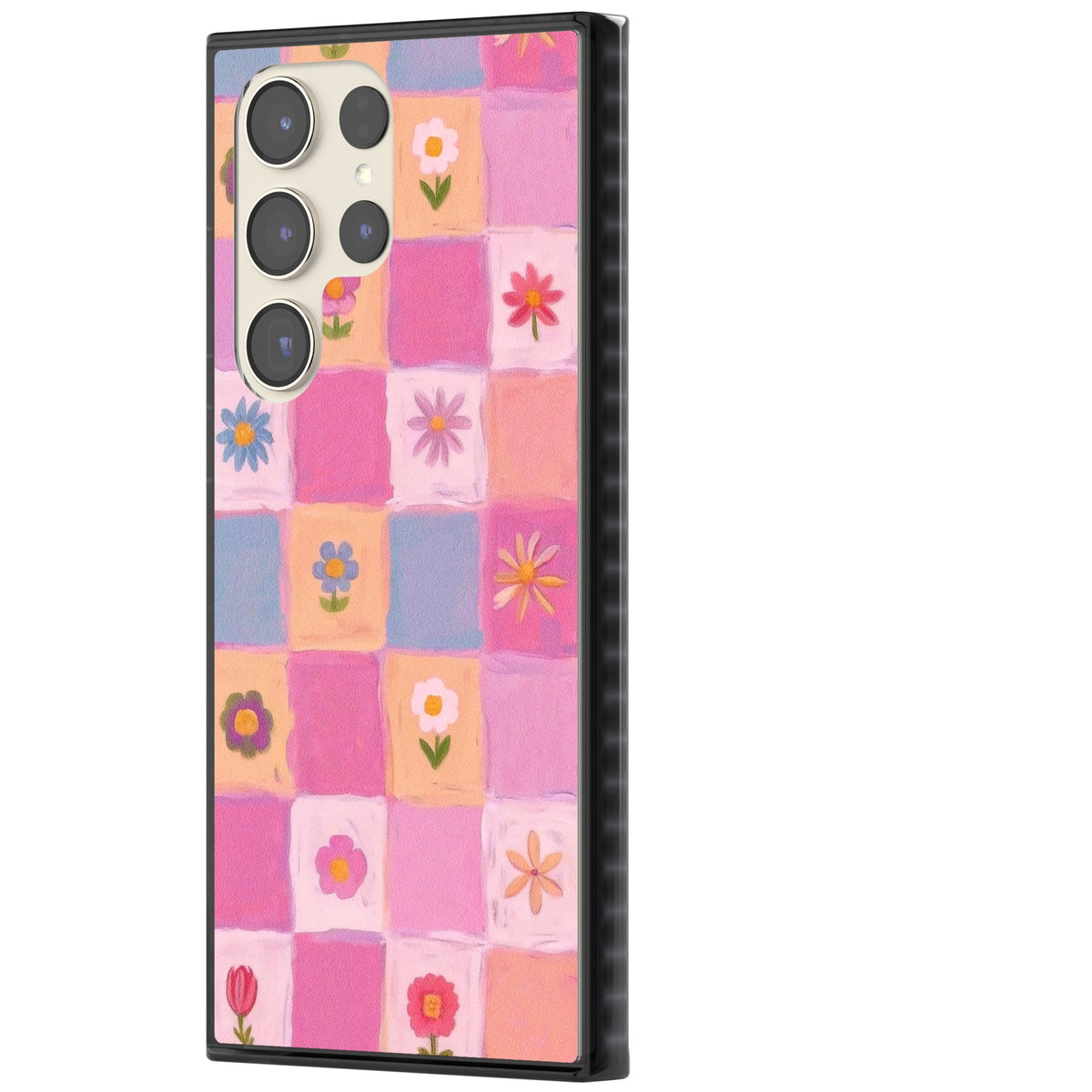 Pastel Flower Patchwork Samsung S22 Ultra / Samsung S23 Ultra / Samsung S24 Ultra Impact Black Phone Case side