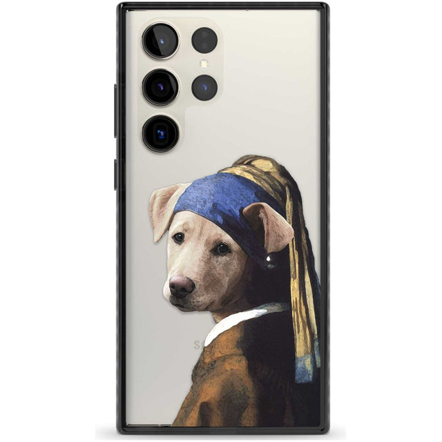 Doggo with a Pearl Earring Phone Case Samsung S22 Ultra / Black Impact Case,Samsung S23 Ultra / Black Impact Case Blanc Space