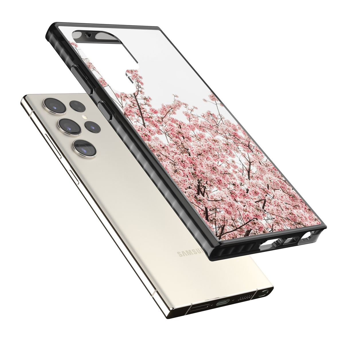 Cherry Blossom Bloom Samsung S22 Ultra / Samsung S23 Ultra / Samsung S24 Ultra Impact Black Phone Case angled