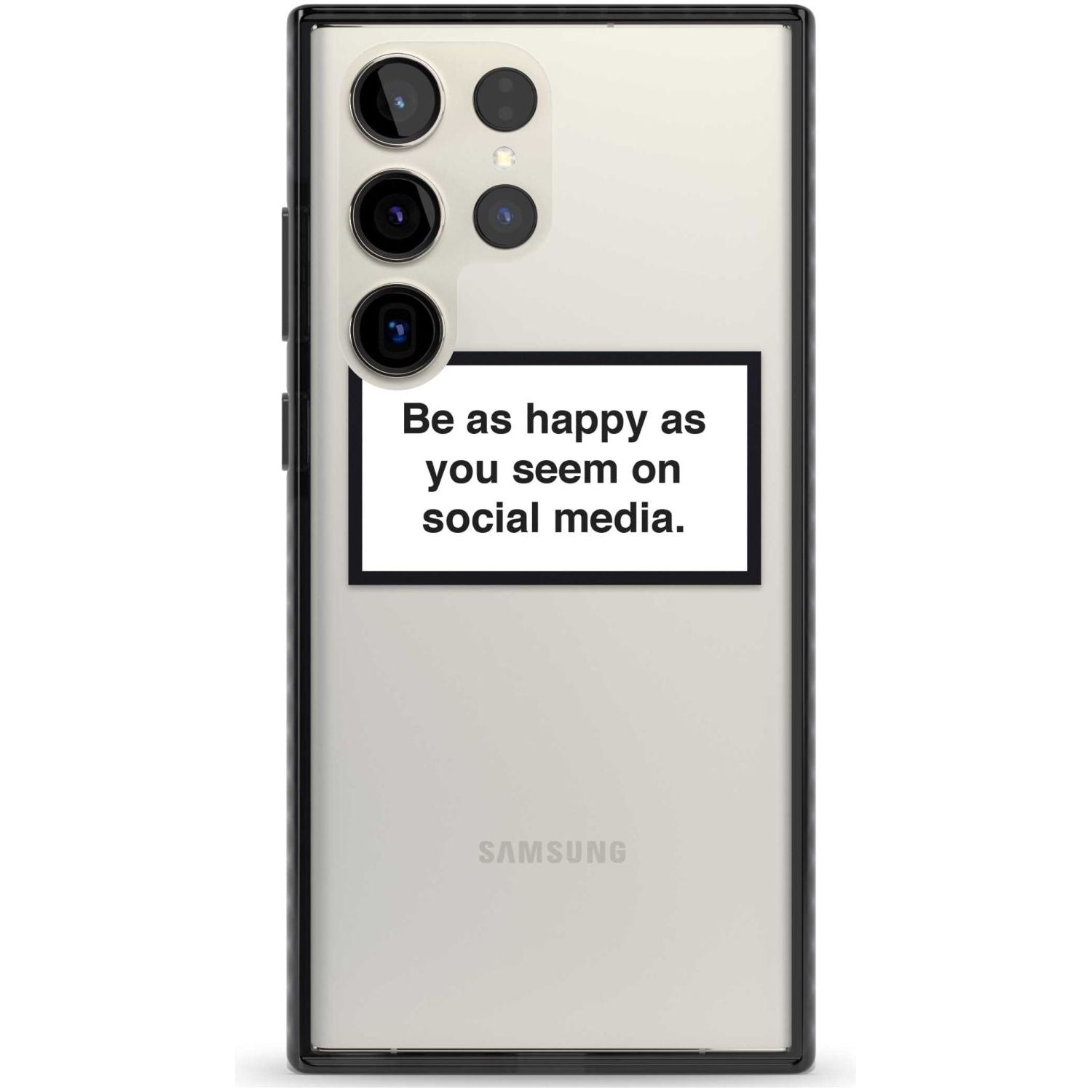 Happy on Social Media Phone Case Samsung S22 Ultra / Black Impact Case,Samsung S23 Ultra / Black Impact Case Blanc Space