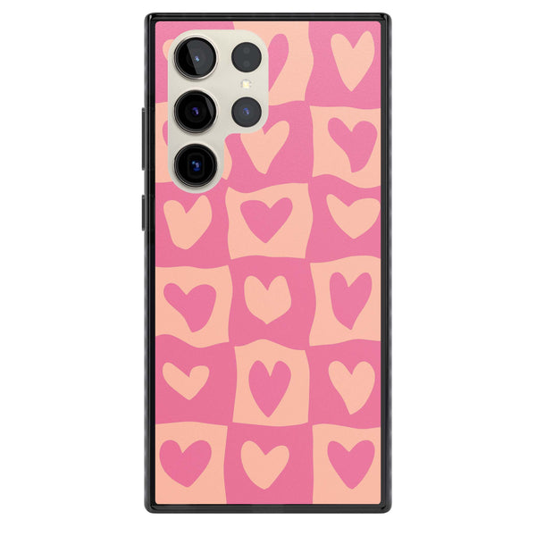 Pink Wavy Checked Hearts