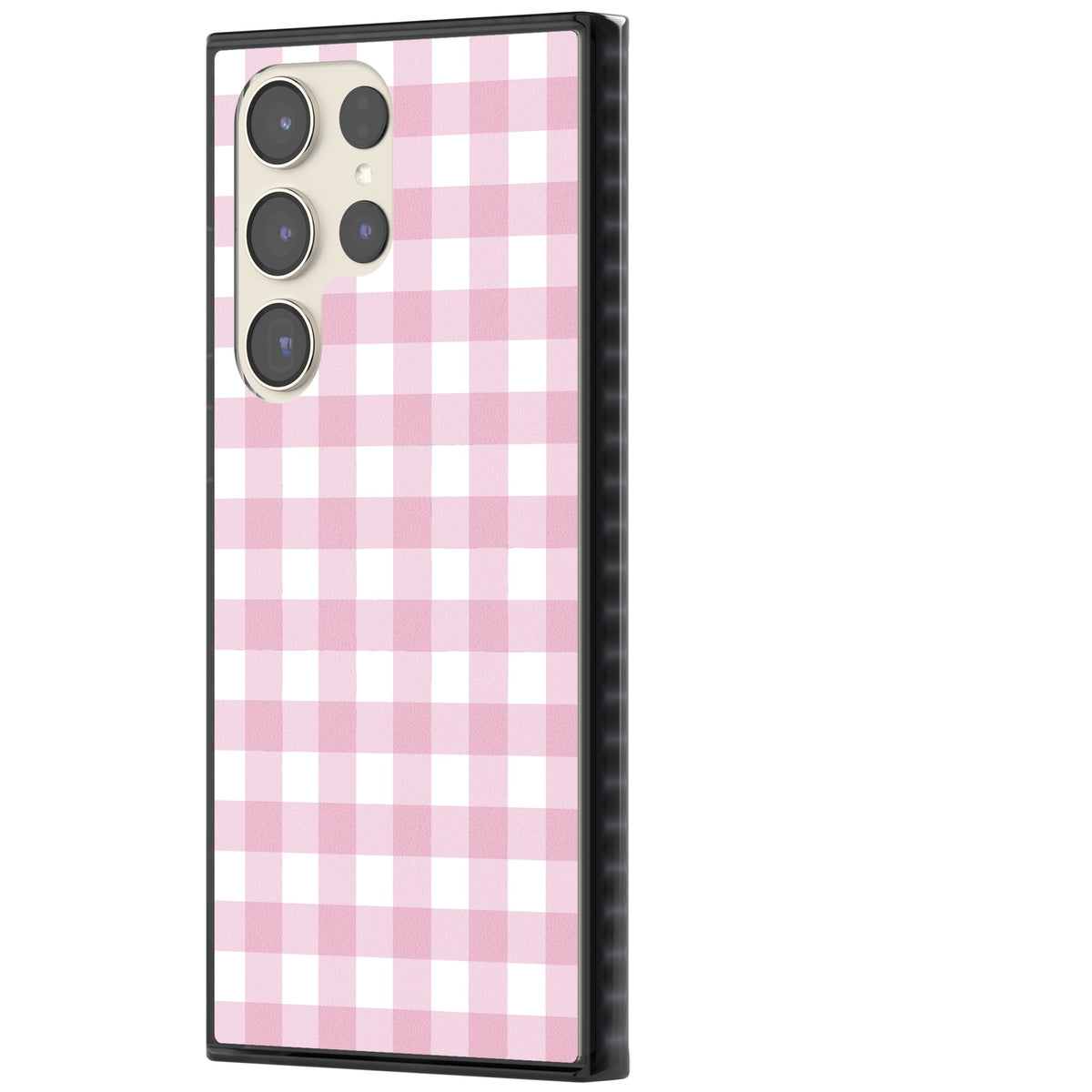 Pink Gingham Samsung S22 Ultra / Samsung S23 Ultra / Samsung S24 Ultra Impact Black Phone Case side