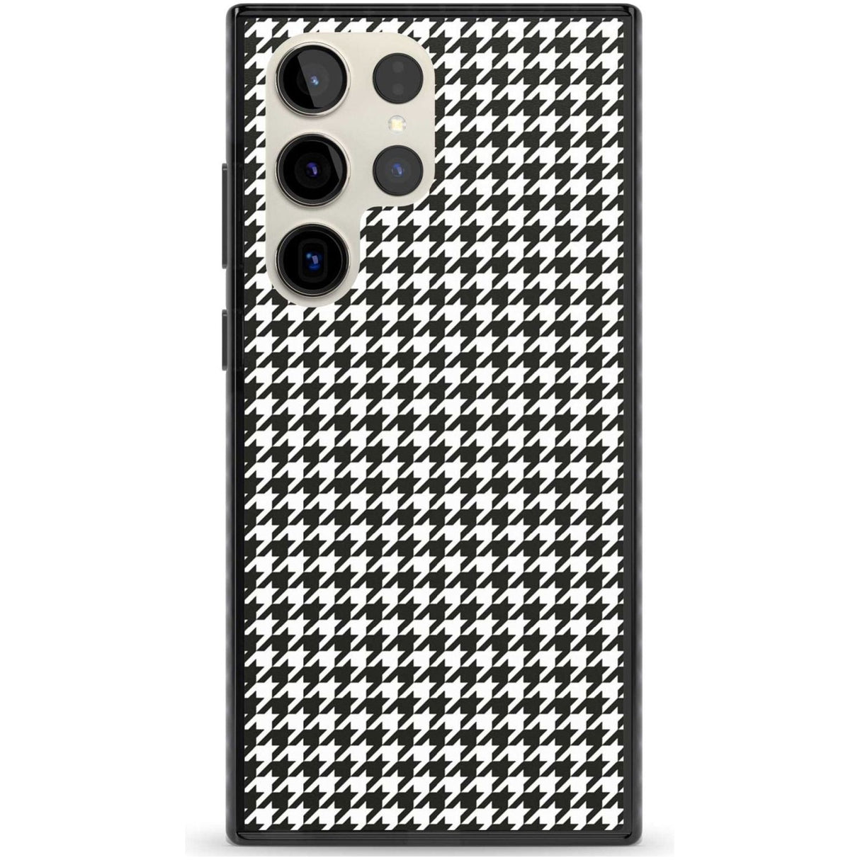 Chic Houndstooth Check Phone Case Samsung S22 Ultra / Black Impact Case,Samsung S23 Ultra / Black Impact Case Blanc Space