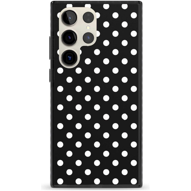 Designer Chic Black Polka Dot Phone Case Samsung S22 Ultra / Black Impact Case,Samsung S23 Ultra / Black Impact Case Blanc Space