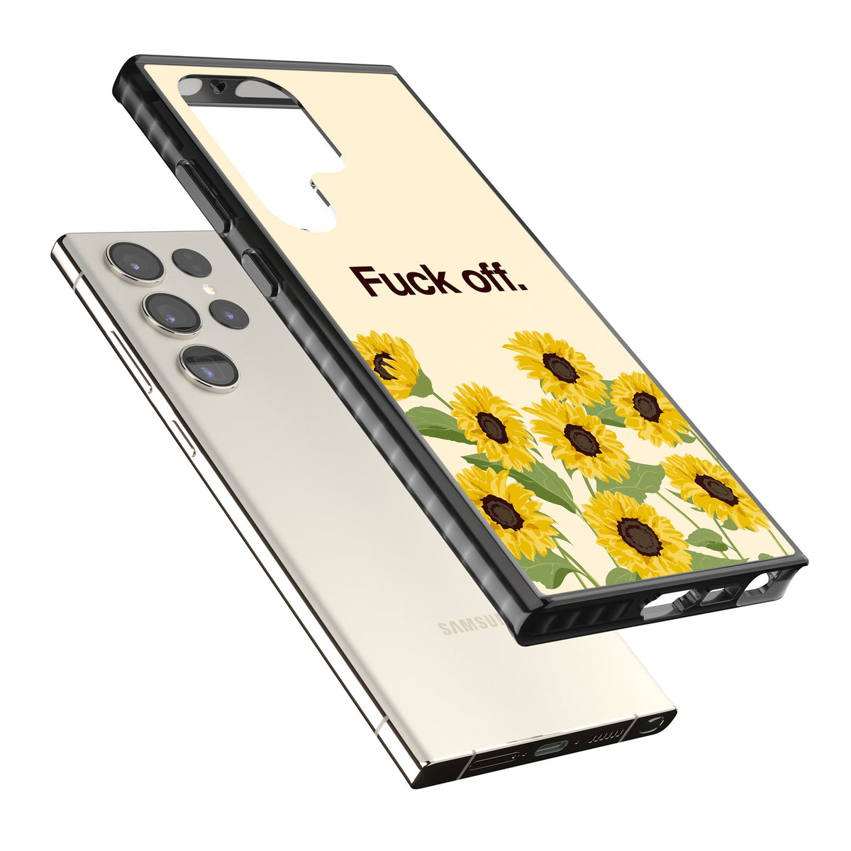F*ck Off Samsung S22 Ultra / Samsung S23 Ultra / Samsung S24 Ultra Impact Black Phone Case angled