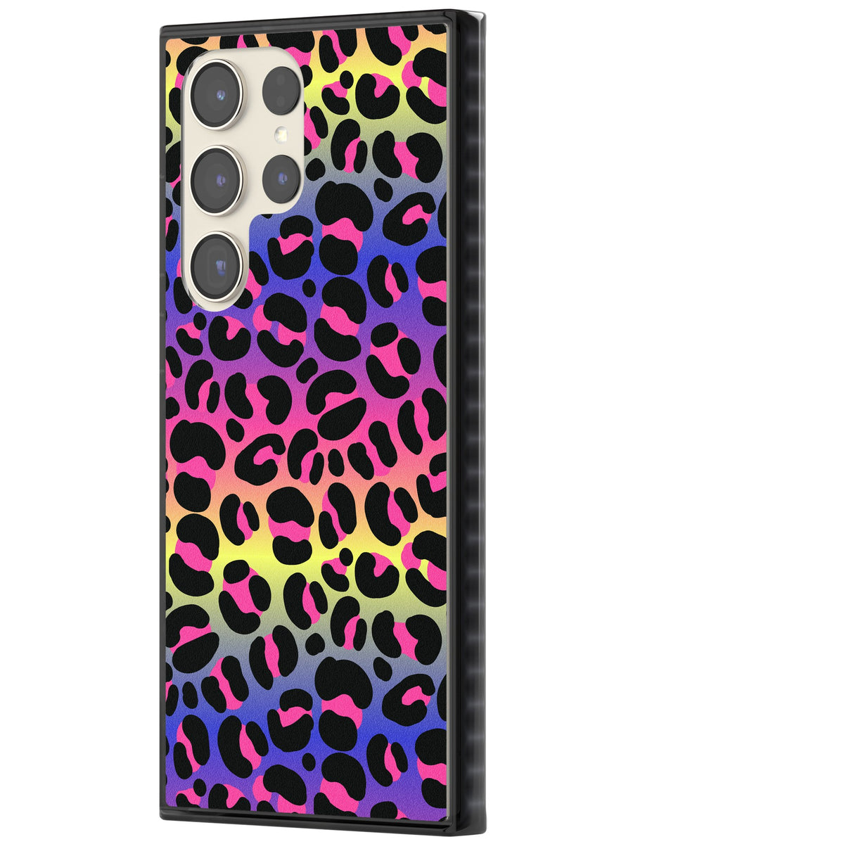 Rainbow Gradient Leopard Samsung S22 Ultra / Samsung S23 Ultra / Samsung S24 Ultra Impact Black Phone Case side