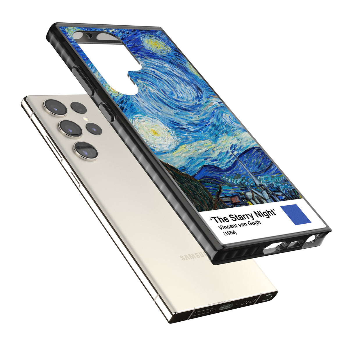 The Starry Night Samsung S22 Ultra / Samsung S23 Ultra / Samsung S24 Ultra Impact Black Phone Case angled
