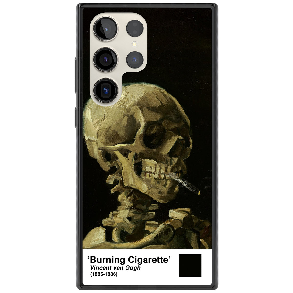 Skull Of A Skeleton With Burning Cigarette Samsung S22 Ultra / Samsung S23 Ultra / Samsung S24 Ultra Impact Black Phone Case front