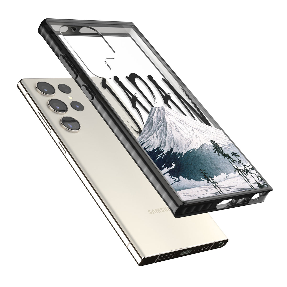 Mount Fuji Cutout Samsung S22 Ultra / Samsung S23 Ultra / Samsung S24 Ultra Impact Black Phone Case angled