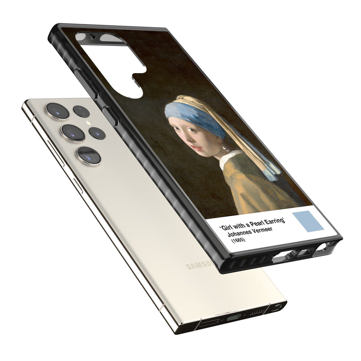 Girl With A Pearl Earring Samsung S22 Ultra / Samsung S23 Ultra / Samsung S24 Ultra Impact Black Phone Case angled
