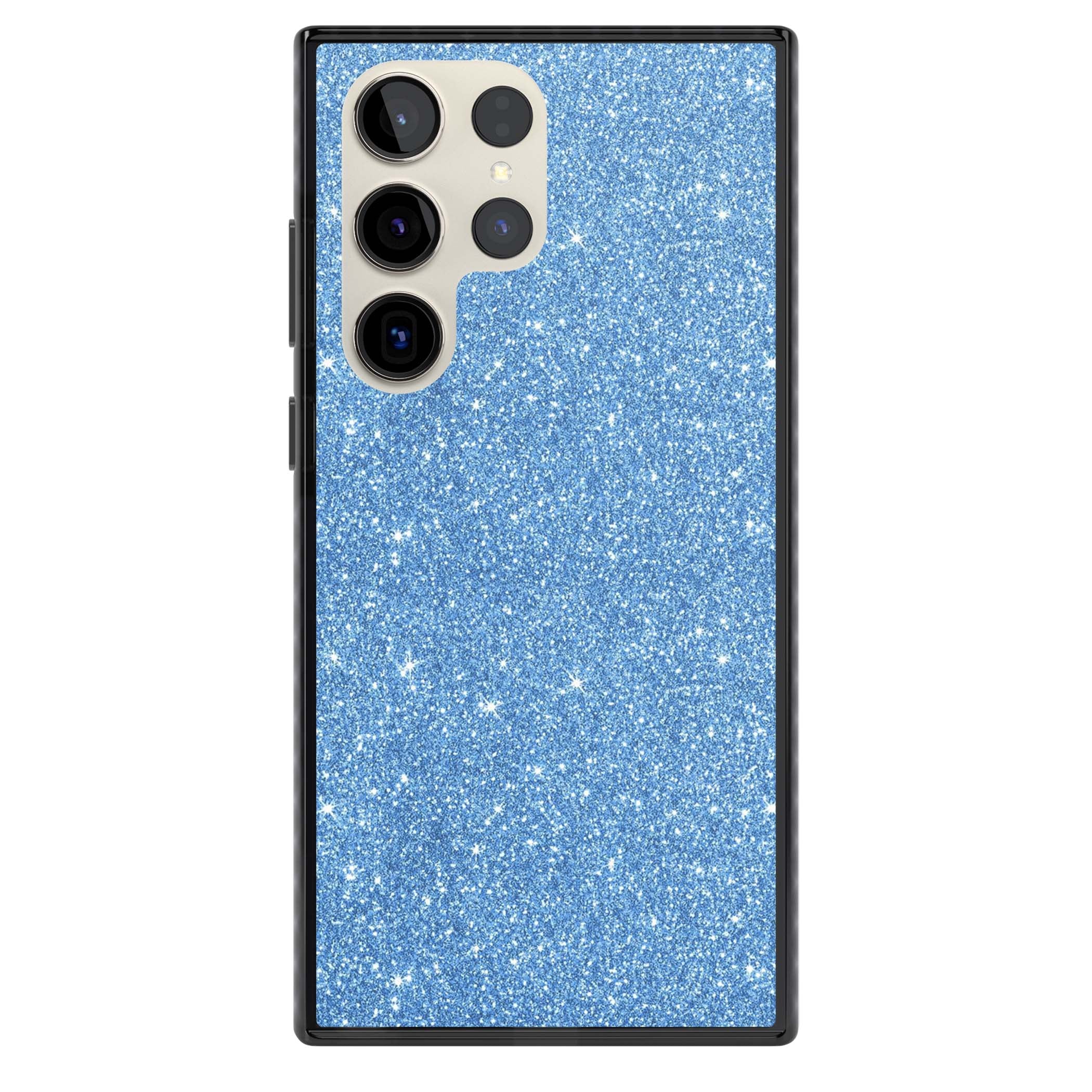 Blue Glitter blue glitter iPhone case featuring dense sparkling cerulean glitter with a glamorous shimmering finish | Black Impact case for Samsung Galaxy S24 Ultra, Samsung Galaxy S23 Ultra, Samsung Galaxy S22 Ultra