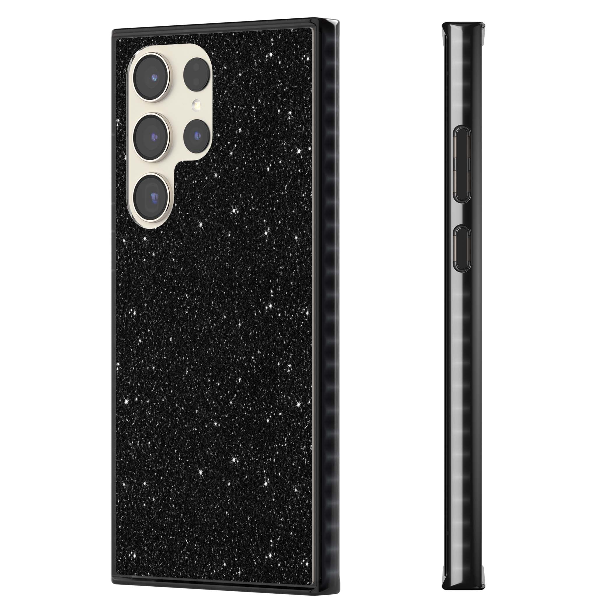 Black Glitter black glitter iPhone case featuring an all-over sparkly shimmer pattern on a jet black base | Black Impact case for Samsung Galaxy S24 Ultra, Samsung Galaxy S23 Ultra, Samsung Galaxy S22 Ultra