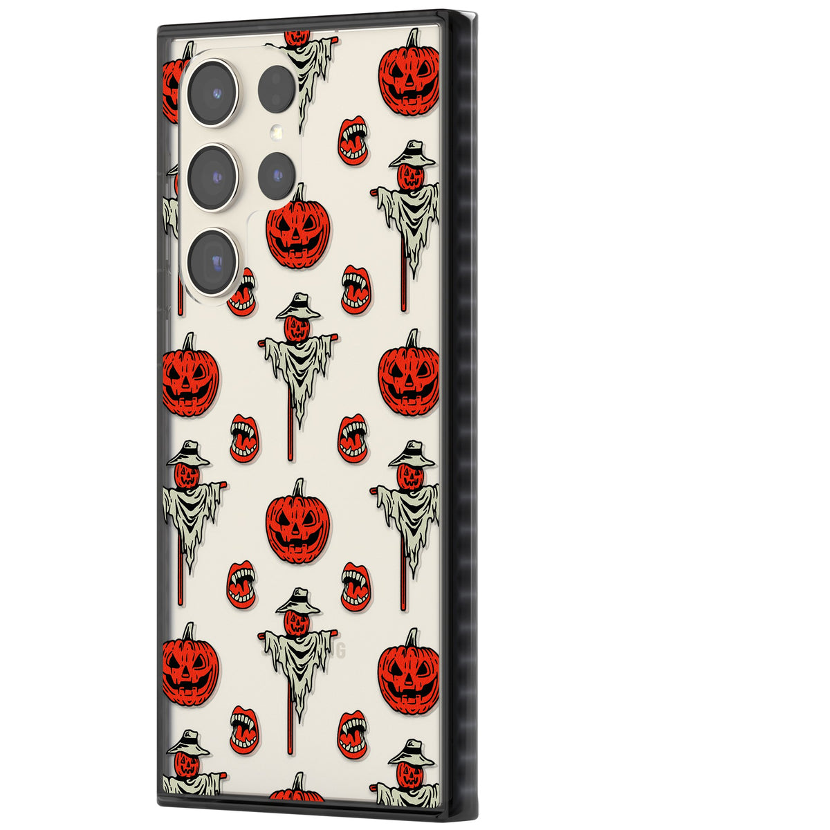 Retro Red Pumpkins & Scarecrows Samsung S22 Ultra / Samsung S23 Ultra / Samsung S24 Ultra Impact Black Phone Case side