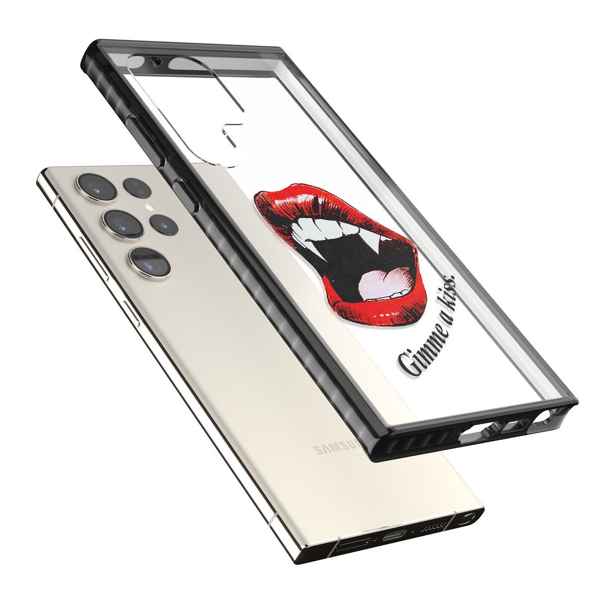 Gimme A Kiss Samsung S22 Ultra / Samsung S23 Ultra / Samsung S24 Ultra Impact Black Phone Case angled