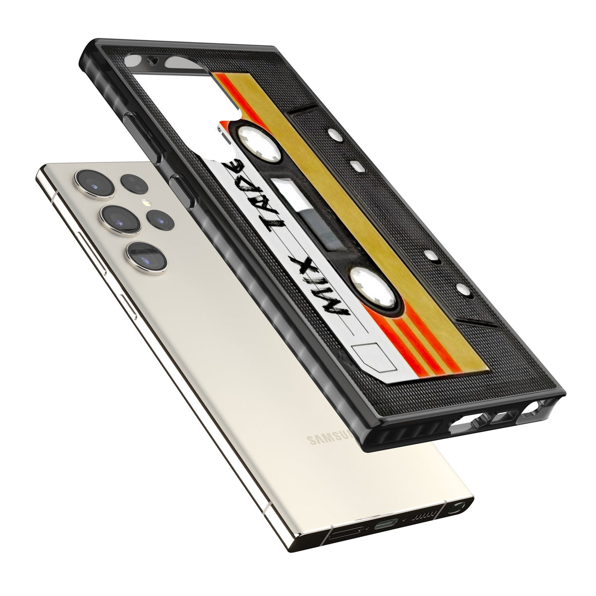 Retro Mix Tape Samsung S22 Ultra / Samsung S23 Ultra / Samsung S24 Ultra Impact Black Phone Case angled