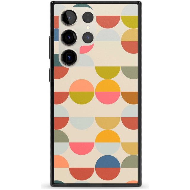 Abstract Retro Shapes: Colourful Circles Phone Case Samsung S22 Ultra / Black Impact Case,Samsung S23 Ultra / Black Impact Case Blanc Space