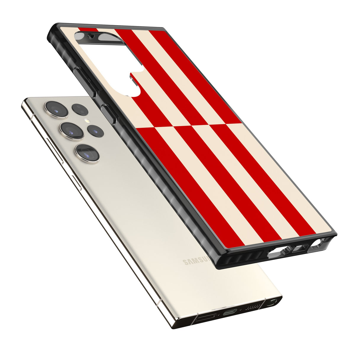 Rouge Stripes Samsung S22 Ultra / Samsung S23 Ultra / Samsung S24 Ultra Impact Black Phone Case angled