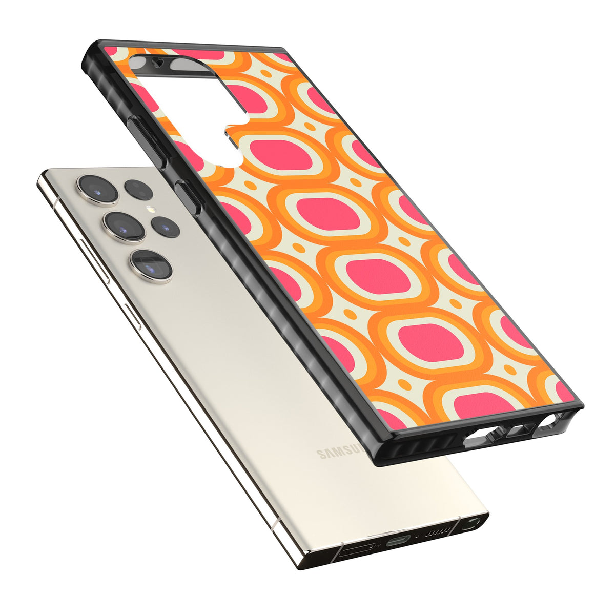 Groovy Sunset Samsung S22 Ultra / Samsung S23 Ultra / Samsung S24 Ultra Impact Black Phone Case angled