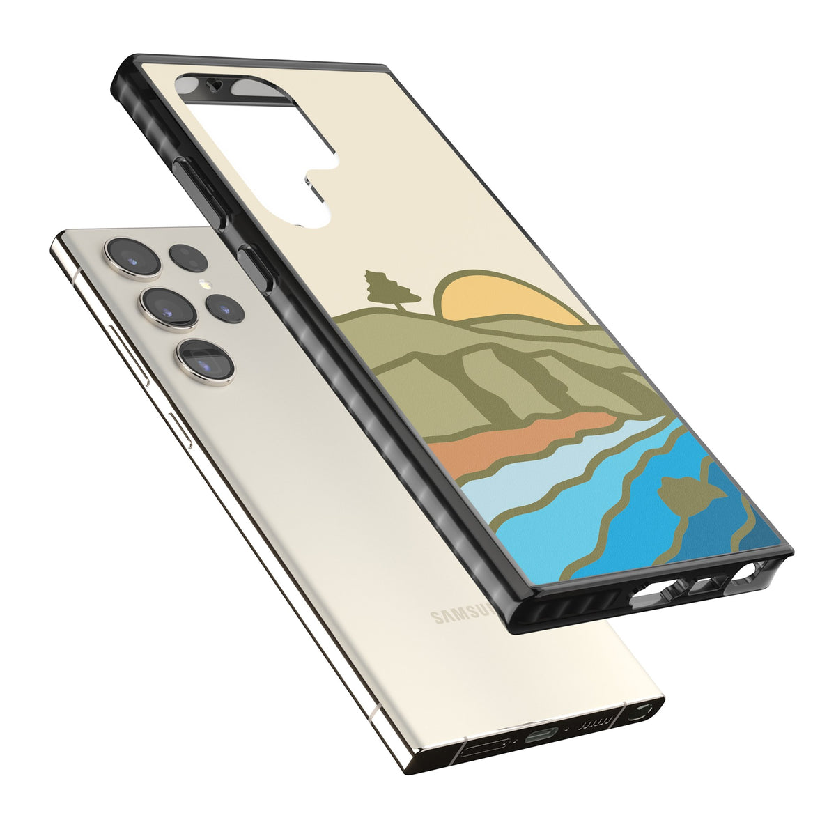 Northern Sunset Samsung S22 Ultra / Samsung S23 Ultra / Samsung S24 Ultra Impact Black Phone Case angled
