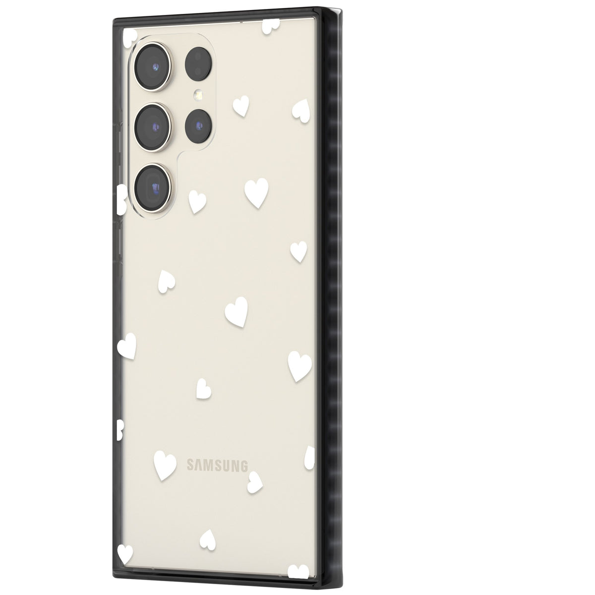 White Hearts Samsung S22 Ultra / Samsung S23 Ultra / Samsung S24 Ultra Impact Black Phone Case side