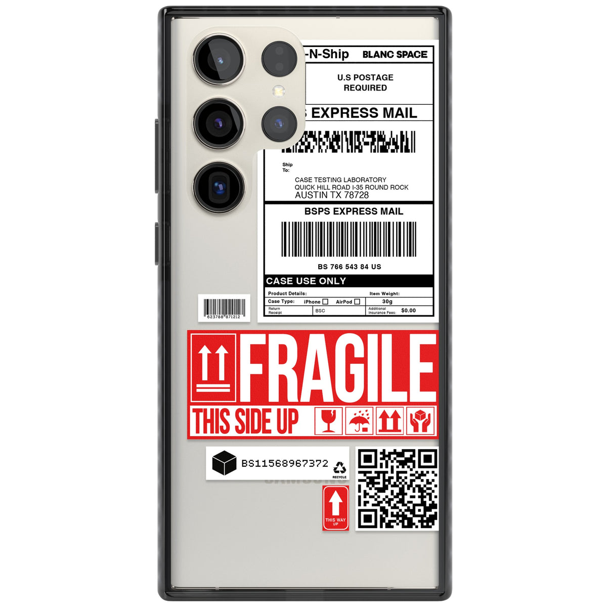 Shipping Label Samsung S22 Ultra / Samsung S23 Ultra / Samsung S24 Ultra Impact Black Phone Case front