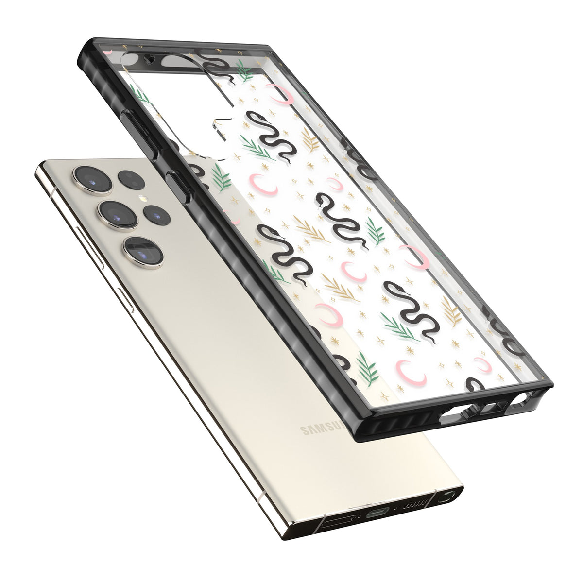 Snakes & Moons Samsung S22 Ultra / Samsung S23 Ultra / Samsung S24 Ultra Impact Black Phone Case angled